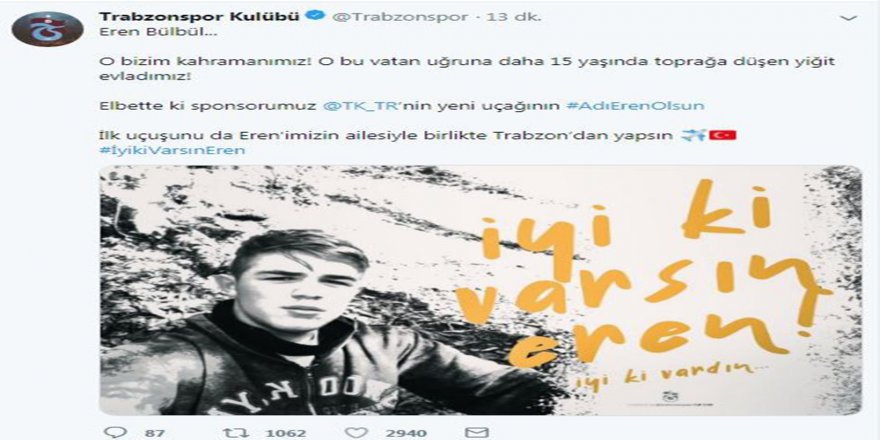 Trabzonspor’dan Eren Bülbül Paylaşımı