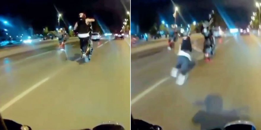 Motosikletli Magandanın Tek Teker Kazası Kamerada