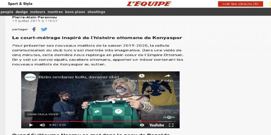 Konyaspor Forma Tanıtım Filmi, Fransa’da En İyiler Listesinde