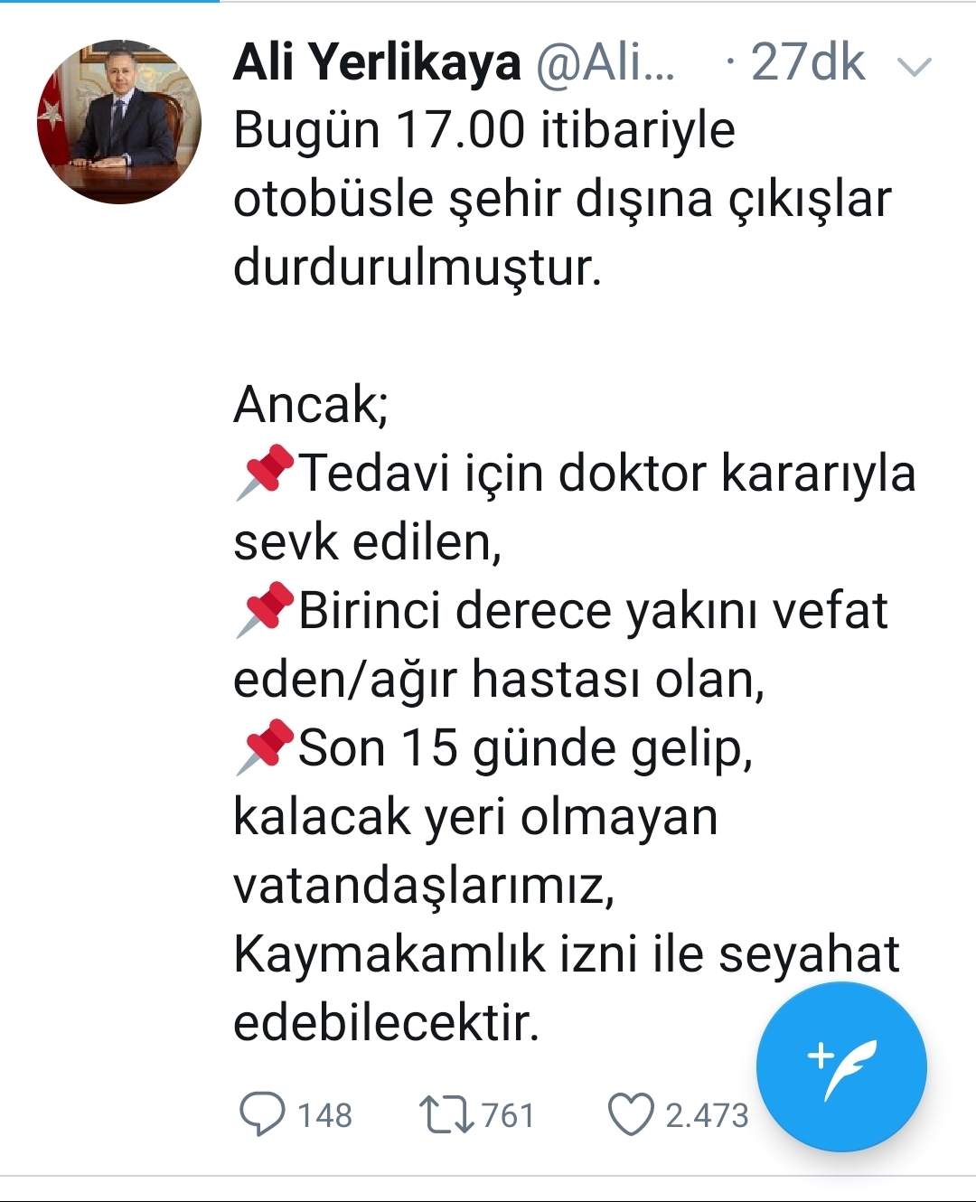 ŞEHİRLERARASI OTOBÜS SEFERLERİ DURDURULDU