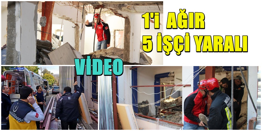 Bodrum'da tadilat yapılan bina çöktü 5 Yaralı