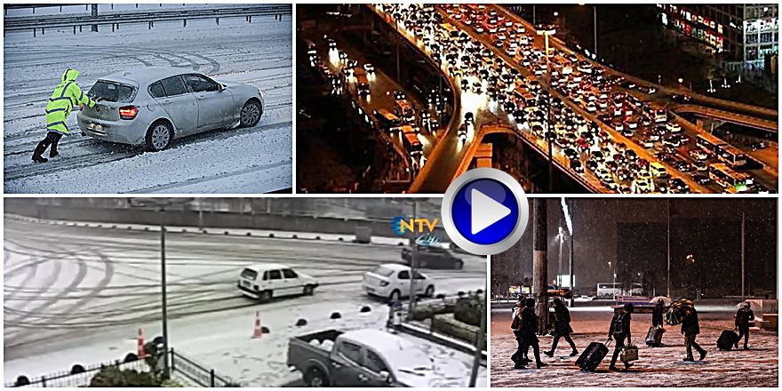 İSTANBUL'DA VATANDAŞIN KAR TRAFİĞİ İSYANI KAMERADA